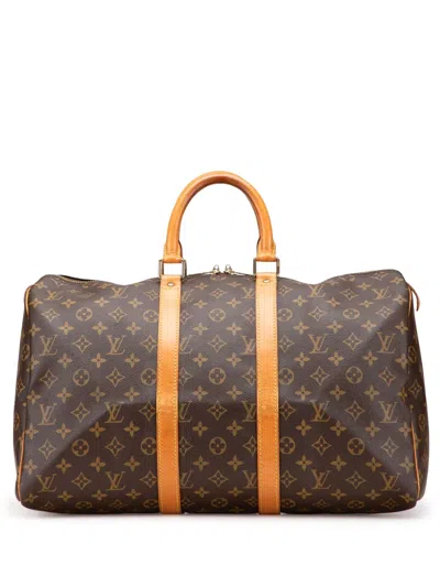 Pre-owned Louis Vuitton 1994 Monogram Keepall 45 Travel Bag In Brown