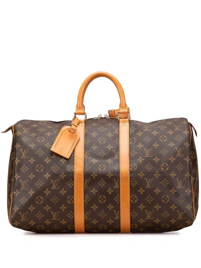 Pre-owned Louis Vuitton 1994 Monogram Keepall 45 Travel Bag In Brown