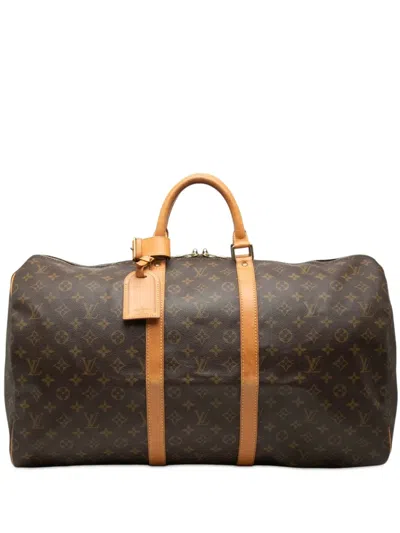 Pre-owned Louis Vuitton 1994 Monogram Keepall 55 Travel Bag In Brown