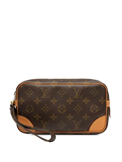 Pre-owned Louis Vuitton 1994 Monogram Marly Dragonne Pm Clutch Bag In Brown