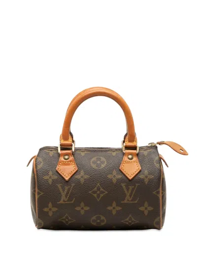 Pre-owned Louis Vuitton 1994 Monogram Mini Speedy Hl Satchel In Brown