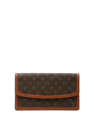 Pre-owned Louis Vuitton 1994 Monogram Pochette Dame Gm Clutch Bag In Brown