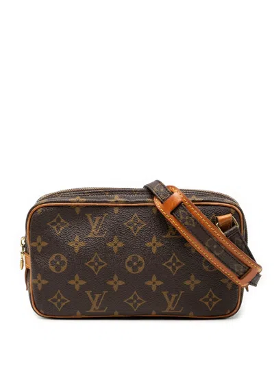 Pre-owned Louis Vuitton 1994 Monogram Pochette Marly Bandouliere Crossbody Bag In Brown