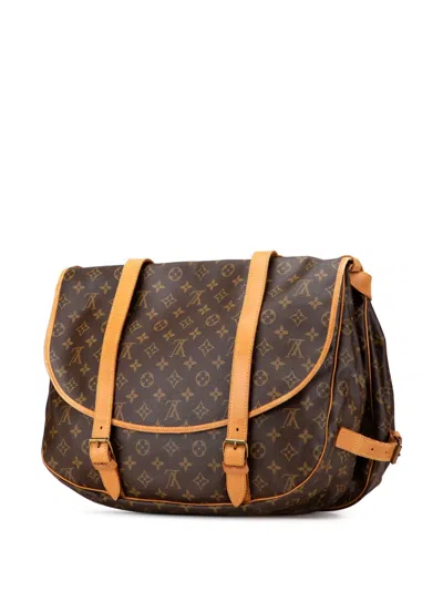 Pre-owned Louis Vuitton 1994 Monogram Saumur 43 Travel Bag In Brown