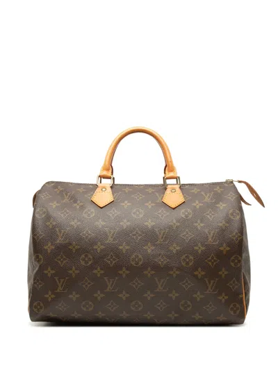 Pre-owned Louis Vuitton 1994 Monogram Speedy 35 Boston Bag In Brown