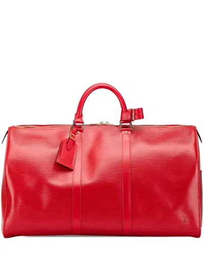 Pre-owned Louis Vuitton 1995 Epi Keepall 50 Travel Bag In Red