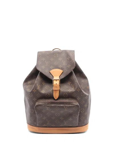 Pre-owned Louis Vuitton 1995 Gm Montsouris Monogram Leather Backpack In Brown