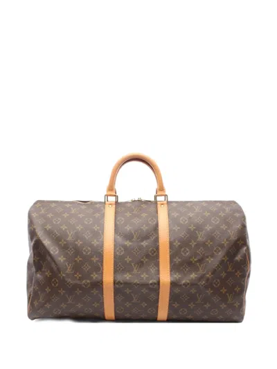Pre-owned Louis Vuitton 1995 Keepall 55 Leather Boston Bag In Brown