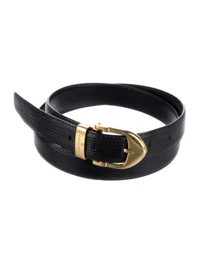 Pre-owned Louis Vuitton 1995 Leather Belt In Black