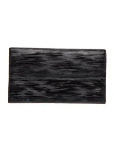 Pre-owned Louis Vuitton 1995 Lv Monogram Wallet In Black