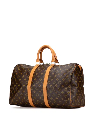 Pre-owned Louis Vuitton 1995 Monogram Keepall 45 Travel Bag In Brown