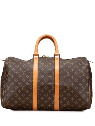 Pre-owned Louis Vuitton 1995 Monogram Keepall 45 Travel Bag In Brown