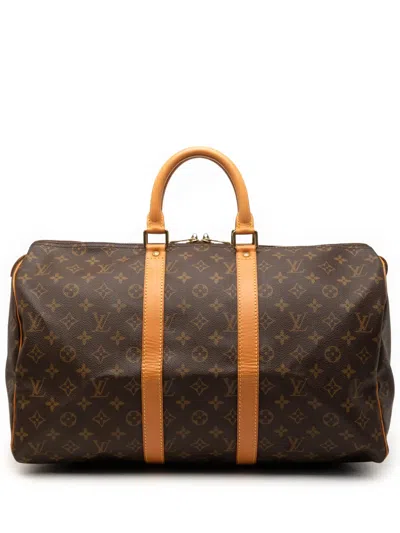 Pre-owned Louis Vuitton 1995 Monogram Keepall 45 Travel Bag In Brown