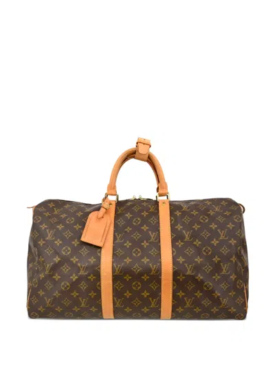Pre-owned Louis Vuitton 1995 Monogram Keepall 50 Travel Bag In Brown