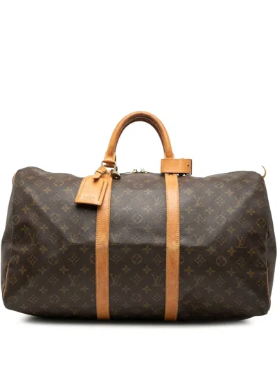 Pre-owned Louis Vuitton 1995 Monogram Keepall 50 Travel Bag In Brown