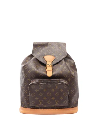 Pre-owned Louis Vuitton 1995 Monogram Montsouris Gm Backpack In Brown