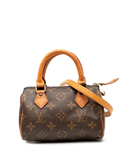 Pre-owned Louis Vuitton 1995 Monogram Nano Speedy Bandouliere Satchel In Brown