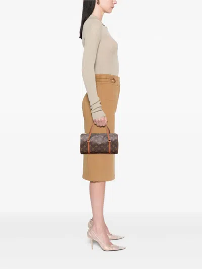 Pre-owned Louis Vuitton 1995 Monogram Papillon 26 Handbag In Brown