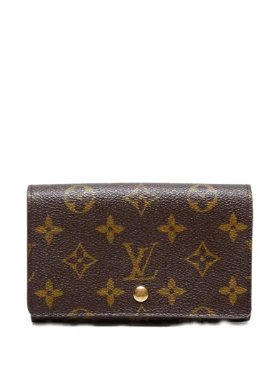 Pre-owned Louis Vuitton 1995 Monogram Porte Monnaie Tresor Wallet In Brown