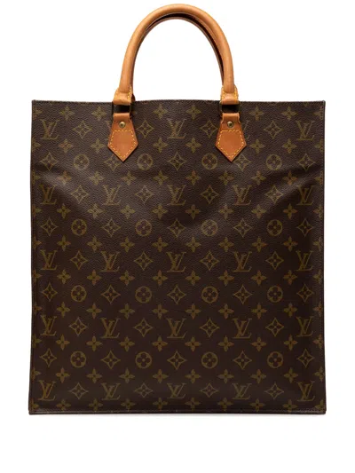 Pre-owned Louis Vuitton 1995 Monogram Sac Plat Tote Bag In Brown