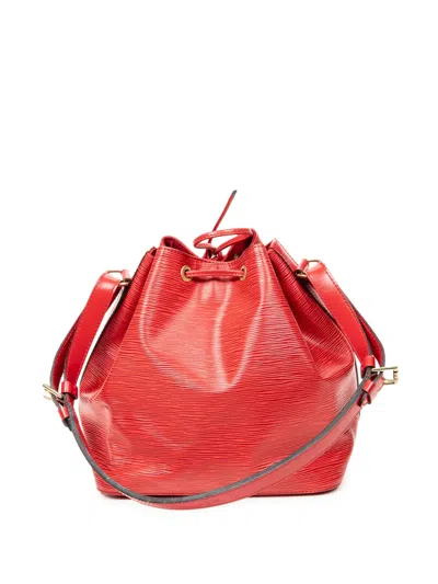 Pre-owned Louis Vuitton 1995 Noe Pm Drawstring Bucket Bag In Red
