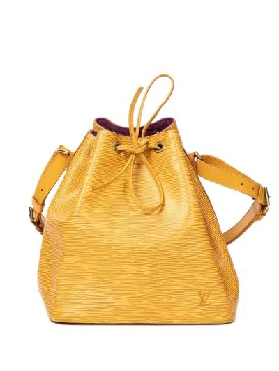 Pre-owned Louis Vuitton 1995 Noe Pm Drawstring Bucket Bag In Yellow