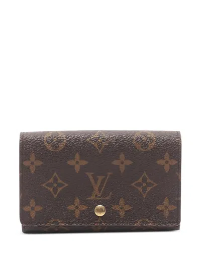 Pre-owned Louis Vuitton 1995 Porte-monnaie Tresor Bi-fold Wallet In Brown