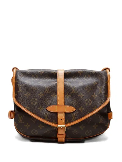 Pre-owned Louis Vuitton 1995 Saumur Mm Monogram-canvas Shoulder Bag In Brown