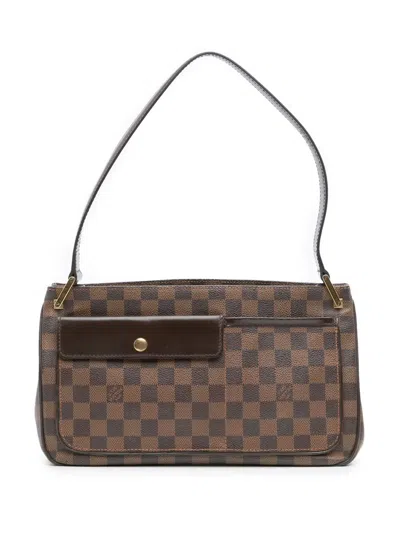 Pre-owned Louis Vuitton 1996-2020 Damier Ebene Aubagne Shoulder Bag In Brown