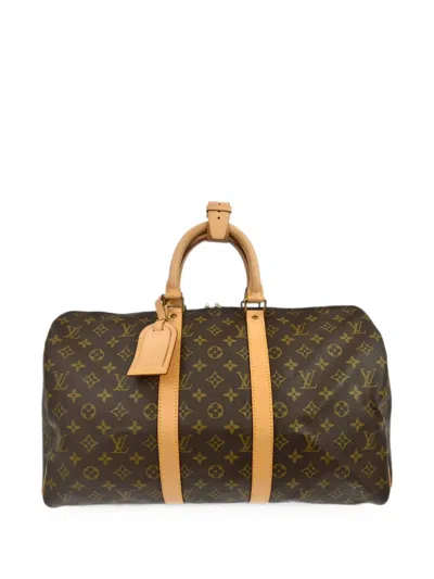 Pre-owned Louis Vuitton 1996 45 Monogram Keepall Travel Bag In Brown