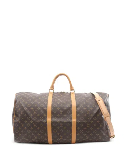 Pre-owned Louis Vuitton 1996 60 Keepall Bandouliere Tote Bag In Brown