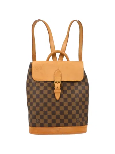 Pre-owned Louis Vuitton 1996 Damier Flap Backpack In Brown