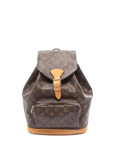 Pre-owned Louis Vuitton 1996 Gm Montsouris Monogram-canvas Backpack In Brown