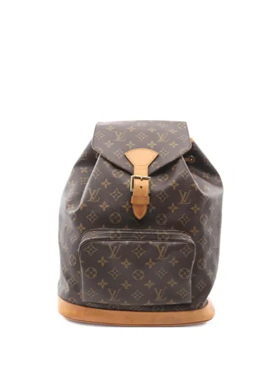 Pre-owned Louis Vuitton 1996 Gm Montsouris Monogram Canvas Backpack In Brown