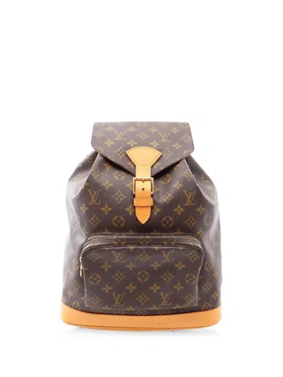 Pre-owned Louis Vuitton 1996 Gm Montsouris Monogram Canvas Backpack In Brown