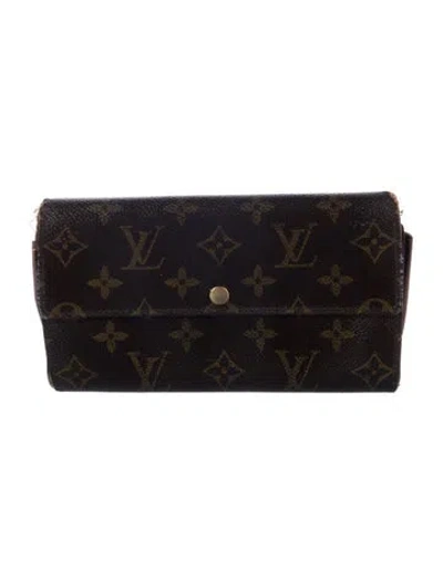 Pre-owned Louis Vuitton 1996 Lv Monogram Wallet In Brown
