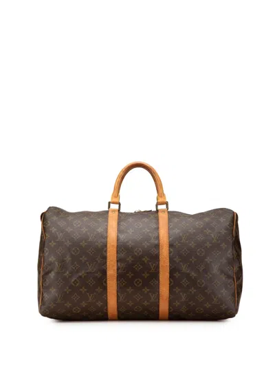 Pre-owned Louis Vuitton 1996 Monogram Keepall 50 Travel Bag In Brown