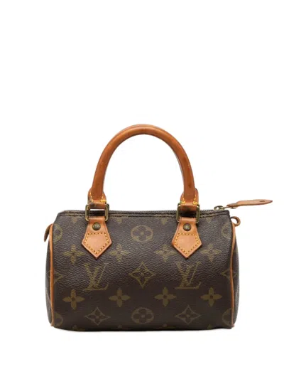 Pre-owned Louis Vuitton 1996 Monogram Mini Speedy Hl Satchel In Brown