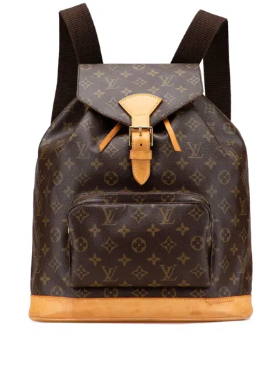 Pre-owned Louis Vuitton 1996 Monogram Montsouris Gm Backpack In Brown