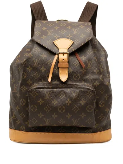 Pre-owned Louis Vuitton 1996 Monogram Montsouris Gm Backpack In Brown