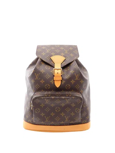 Pre-owned Louis Vuitton 1996 Monogram Montsouris Gm Backpack In Brown