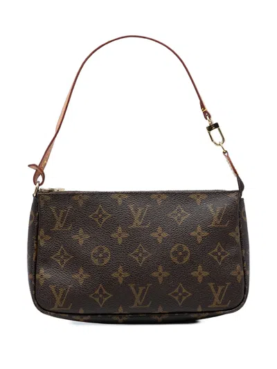 Pre-owned Louis Vuitton 1996 Monogram Pochette Accessoires Shoulder Bag In Brown