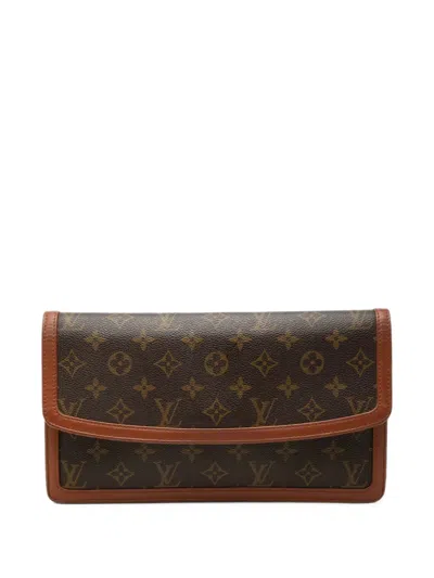 Pre-owned Louis Vuitton 1996 Monogram Pochette Dame Gm Clutch Bag In Brown