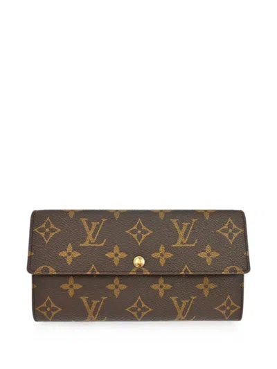 Pre-owned Louis Vuitton 1996 Monogram Porte Monnaie Credit Wallet In Brown