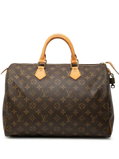 Pre-owned Louis Vuitton 1996 Monogram Speedy 35 Boston Bag In Brown