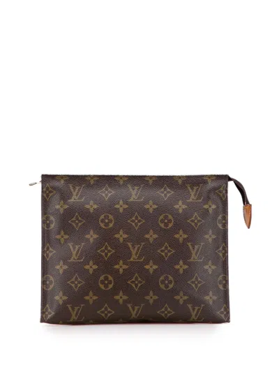 Pre-owned Louis Vuitton 1996 Monogram Toiletry Pouch 26 Clutch Bag In Brown