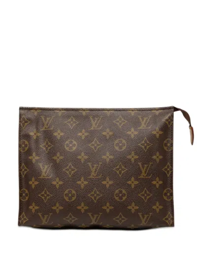 Pre-owned Louis Vuitton 1996 Monogram Toiletry Pouch 26 Clutch Bag In Brown