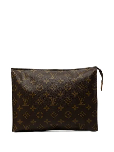 Pre-owned Louis Vuitton 1996 Monogram Toiletry Pouch 26 Clutch Bag In Brown