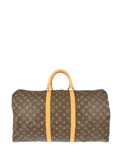 Pre-owned Louis Vuitton 1996 Monogram Travel Handbag In Brown