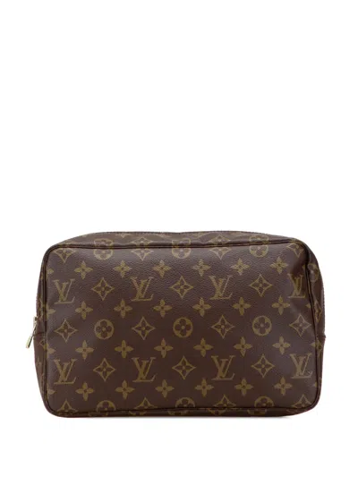 Pre-owned Louis Vuitton 1996 Monogram Trousse Toilette 28 Clutch Bag In Brown